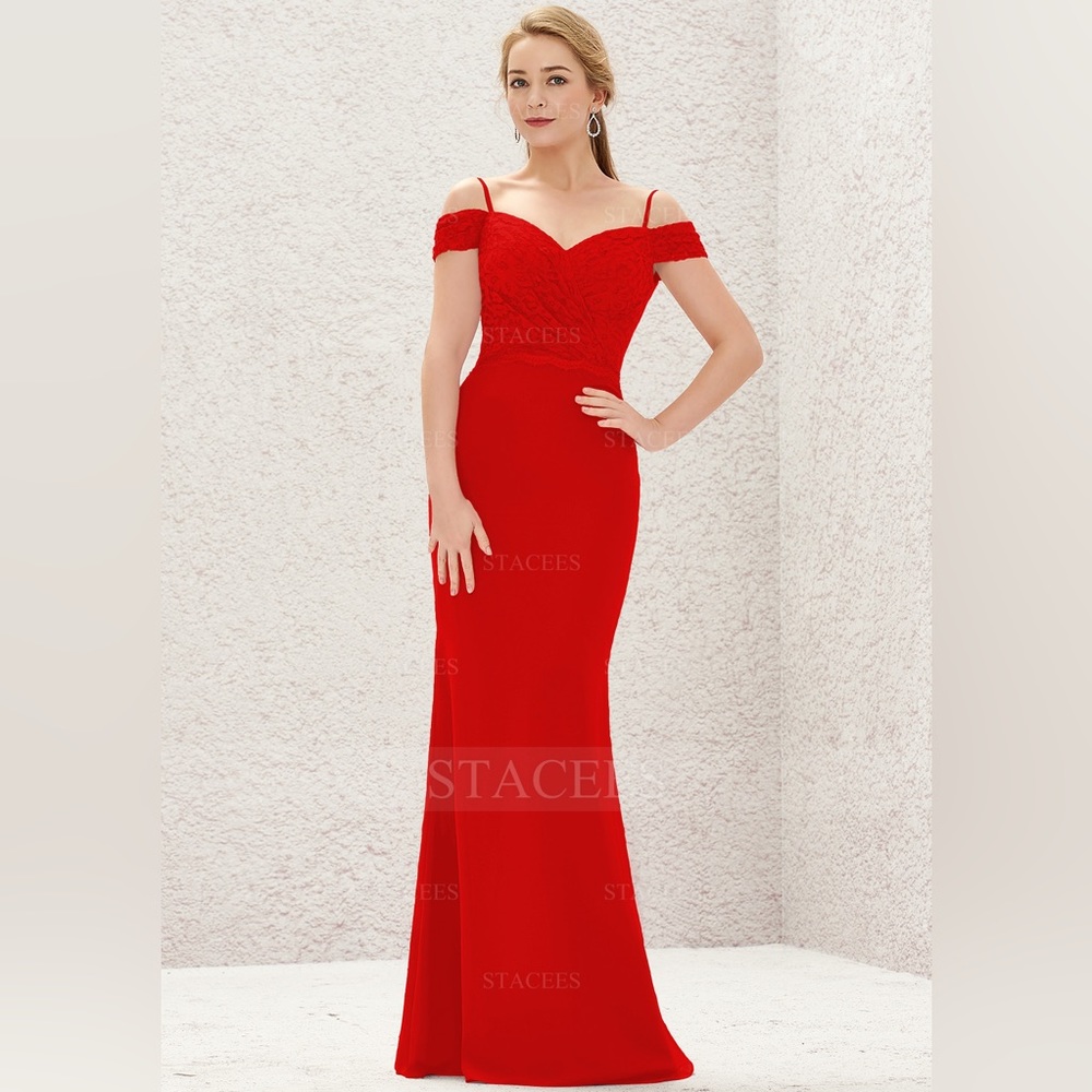 Red formal dress - bridesmaid, prom, mermaid